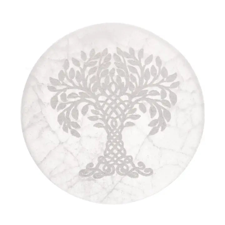 Plaque de Rechargement en Sélénite – Arbre de Vie 10 cm