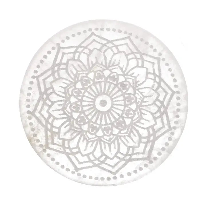 Plaque de Rechargement en Sélénite – Mandala 10 cm