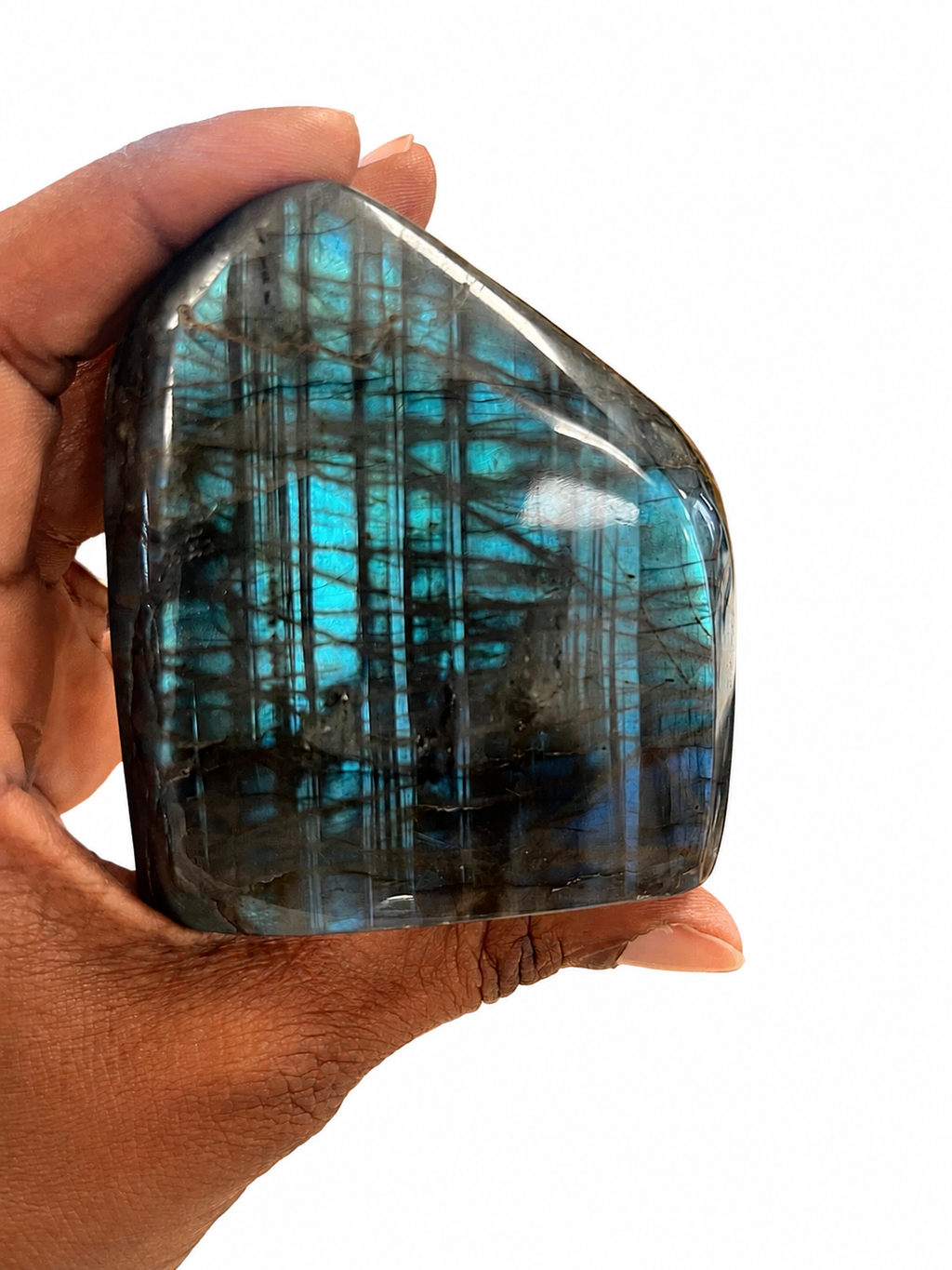 Labradorite naturelle – Forme libre – Reflets bleus – Pièce unique 376 g