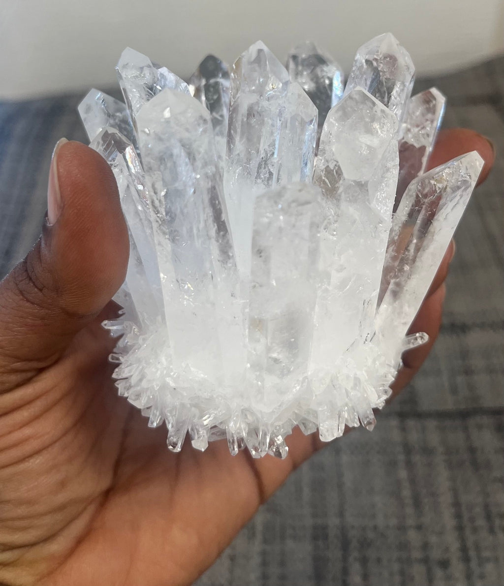 Druse de Cristal de Roche naturel – Bouquet de pointes de Quartz – Pièce unique ✨
