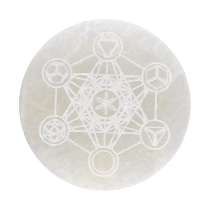 Plaque de Rechargement en Sélénite – Métatron 10 cm