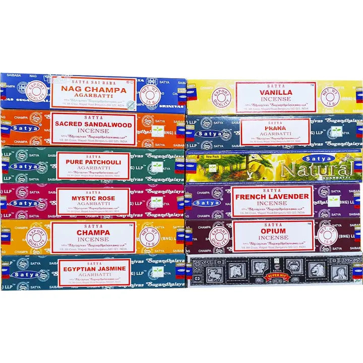 Encens Satya en bâtons – Lots panachables (3, 5 ou 10 boîtes)
